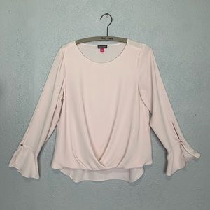 Vince Camuto feminine soft pink popover blouse